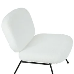 Fauteuil en tissu bouclette blanc et fer noir - Ethior