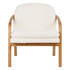 Fauteuil en tissu bouclette crème et pieds en frêne - Element