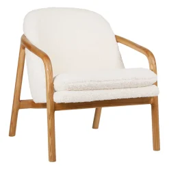 Fauteuil en tissu bouclette crème et pieds en frêne - Element