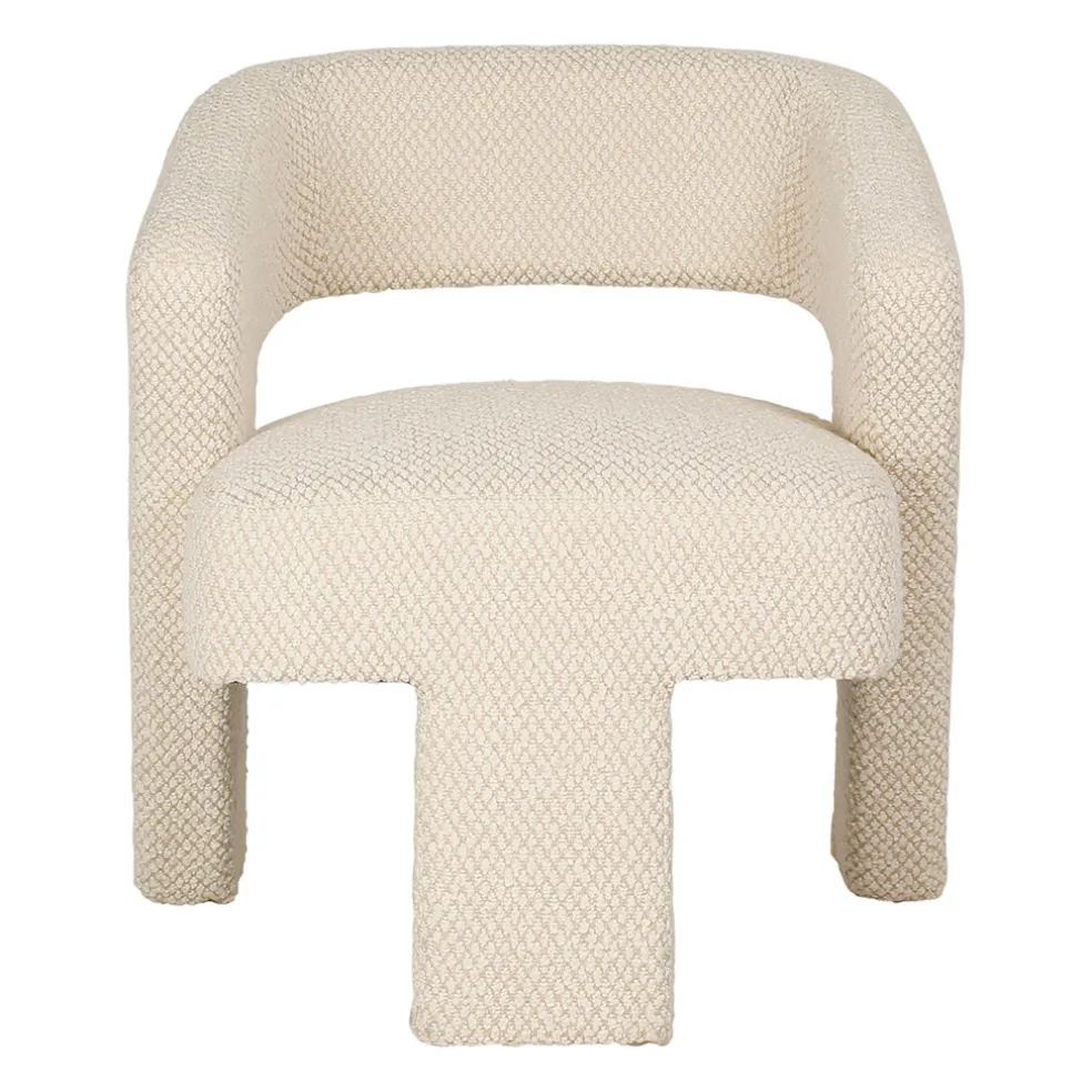 Fauteuil en tissu bouclette ivoire - Klosen