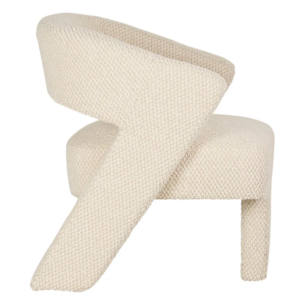 Fauteuil en tissu bouclette ivoire - Klosen