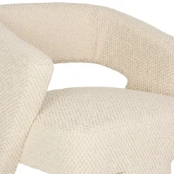 Fauteuil en tissu bouclette ivoire - Klosen