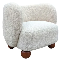 Fauteuil en tissu bouclette écru - Sixties