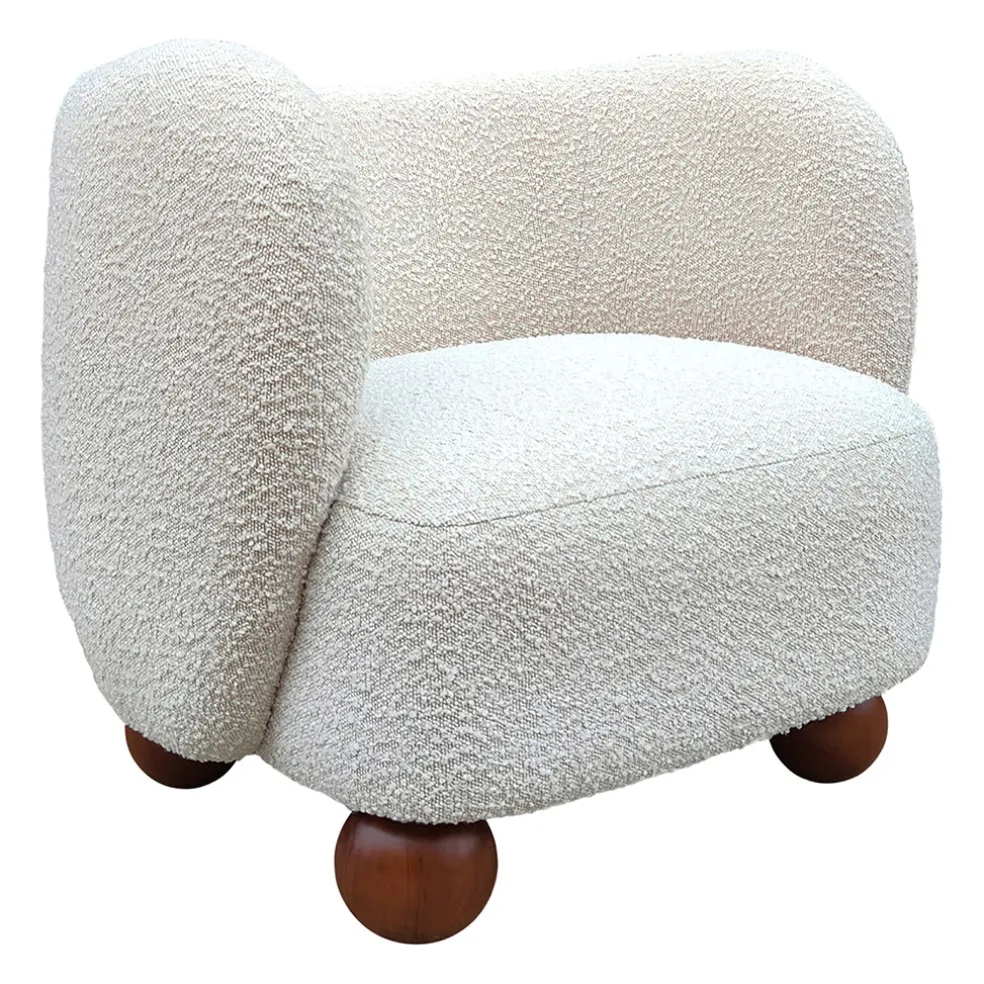 Fauteuil en tissu bouclette écru - Sixties