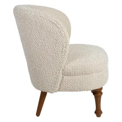 Fauteuil en tissu bouclette et hévéa écru - Claudine