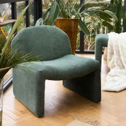 Fauteuil en tissu côtelé vert - Minimal