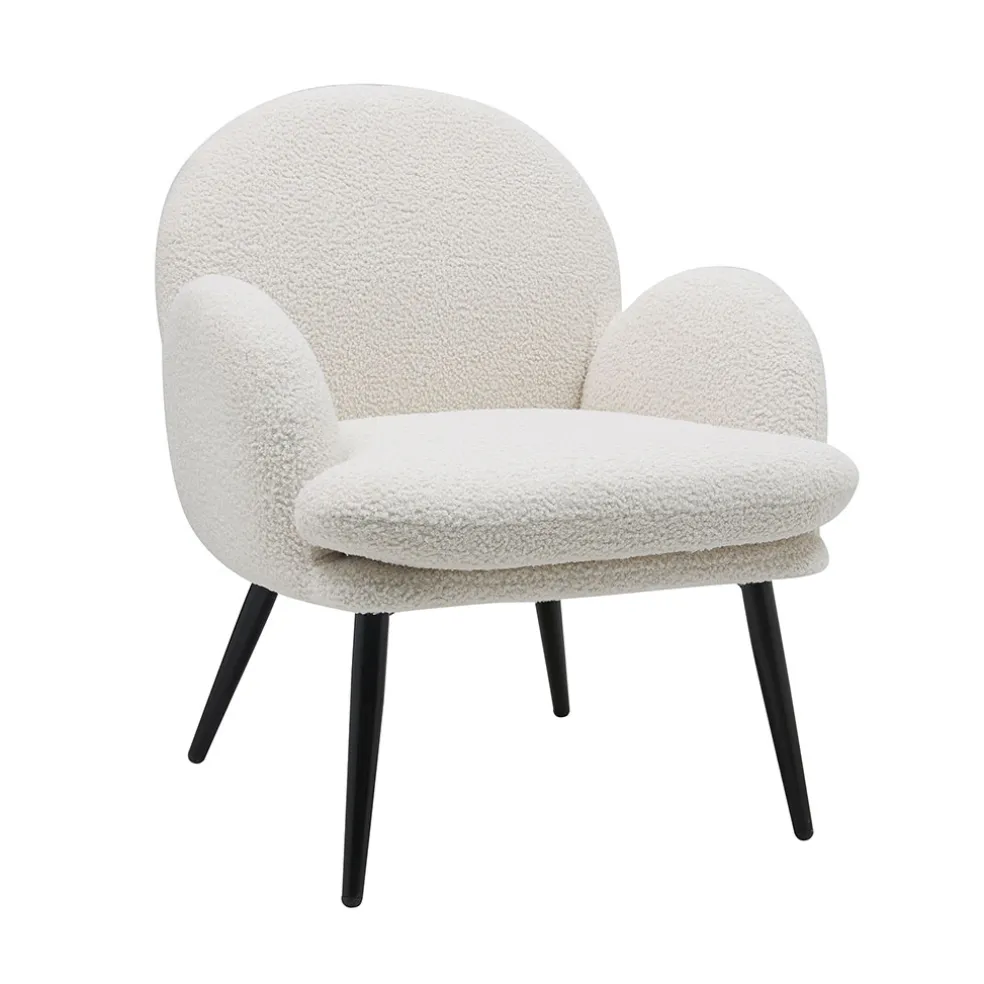 Fauteuil en tissu effet laine bouclette blanc - oria