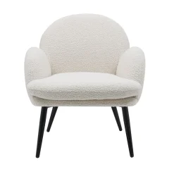 Fauteuil en tissu effet laine bouclette blanc - oria