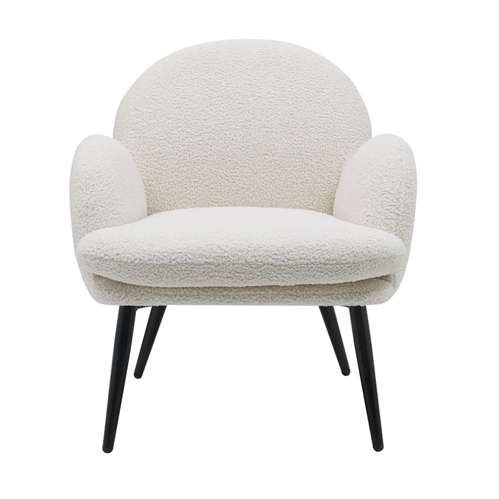 Fauteuil en tissu effet laine bouclette blanc - oria