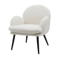 Fauteuil en tissu effet laine bouclette blanc - oria