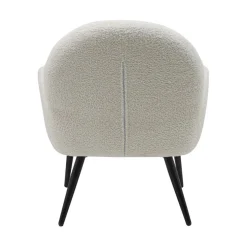 Fauteuil en tissu effet laine bouclette blanc - oria