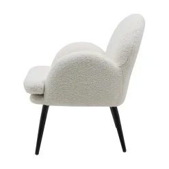 Fauteuil en tissu effet laine bouclette blanc - oria