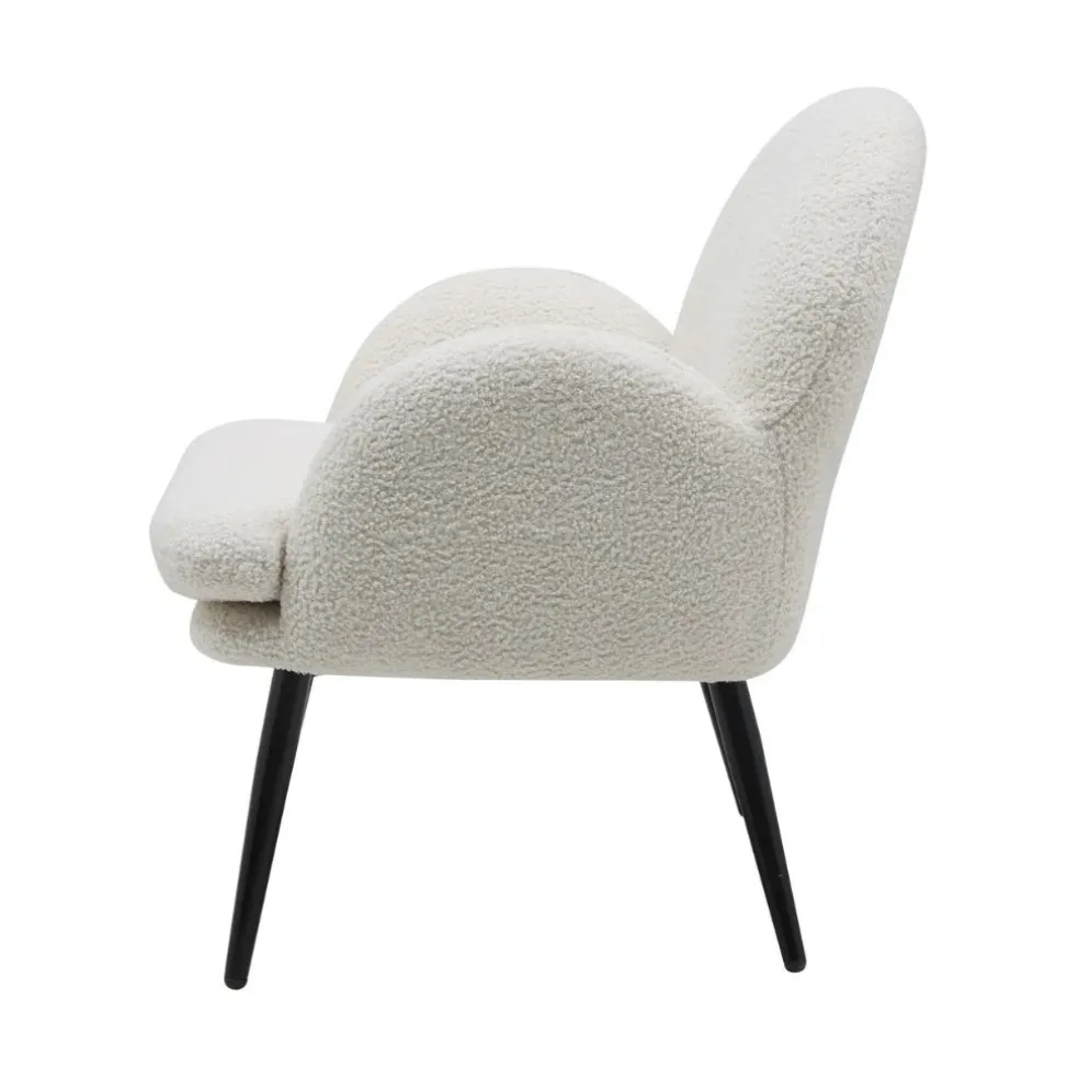 Fauteuil en tissu effet laine bouclette blanc - oria