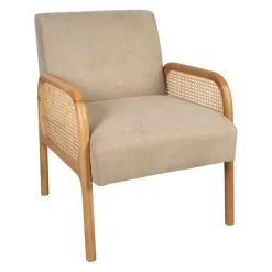 Fauteuil en tissu et hévéa beige - Firmin