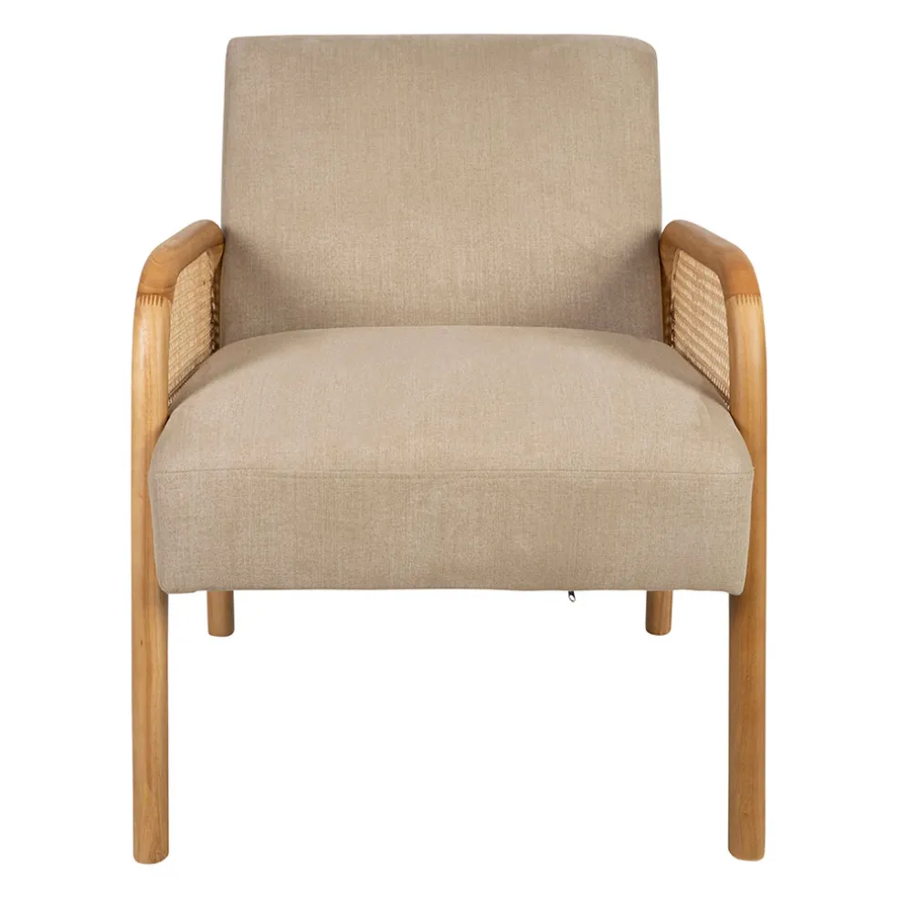 Fauteuil en tissu et hévéa beige - Firmin
