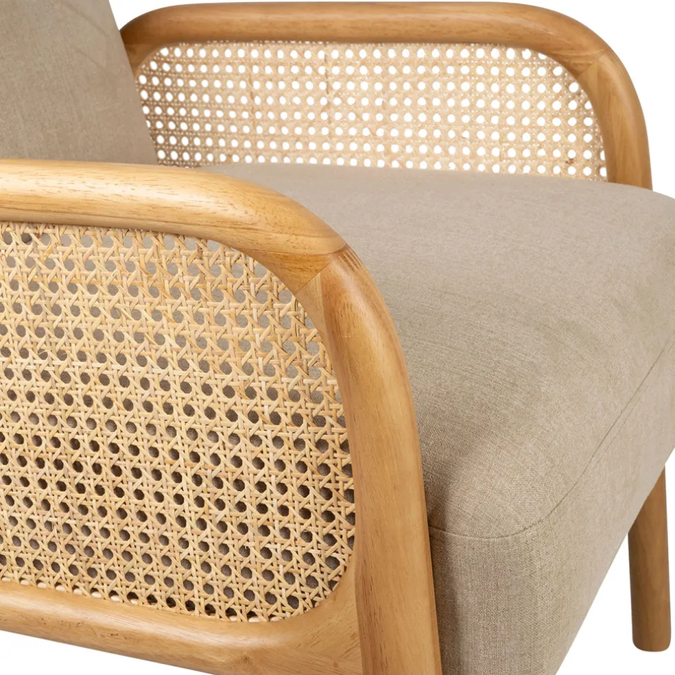 Fauteuil en tissu et hévéa beige - Firmin