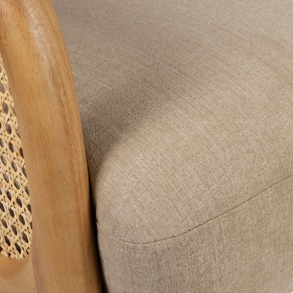 Fauteuil en tissu et hévéa beige - Firmin