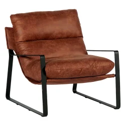 Fauteuil en tissu imitation cuir havane - Torsten