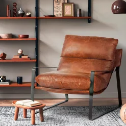 Fauteuil en tissu imitation cuir havane - Torsten