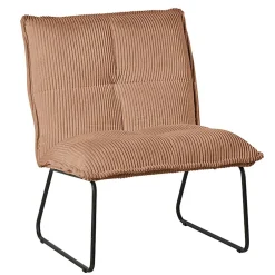 Fauteuil en tissu velours côtelé camel - Calvin
