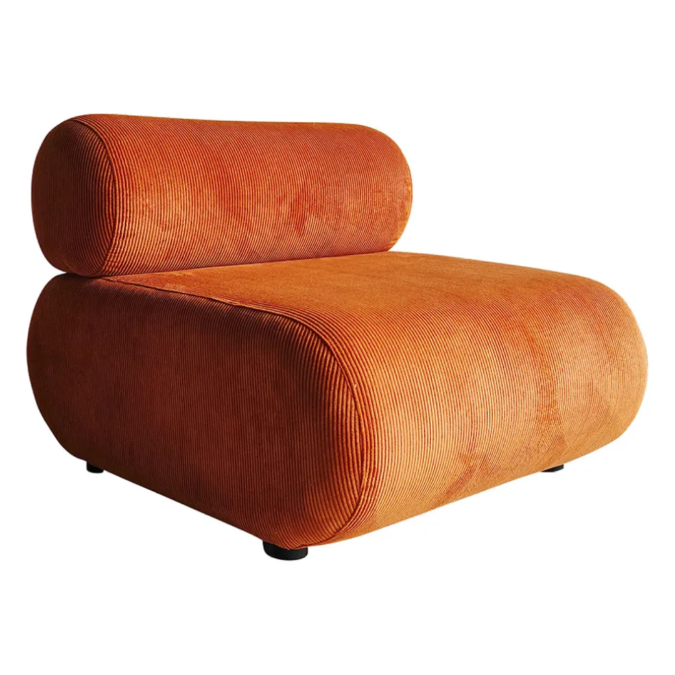 Fauteuil en velours côtelé terracotta - Chelsea