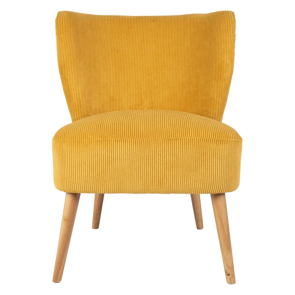 Fauteuil en velours côtelé moutarde - Eleonor