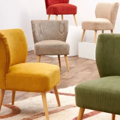 Fauteuil en velours côtelé moutarde - Eleonor