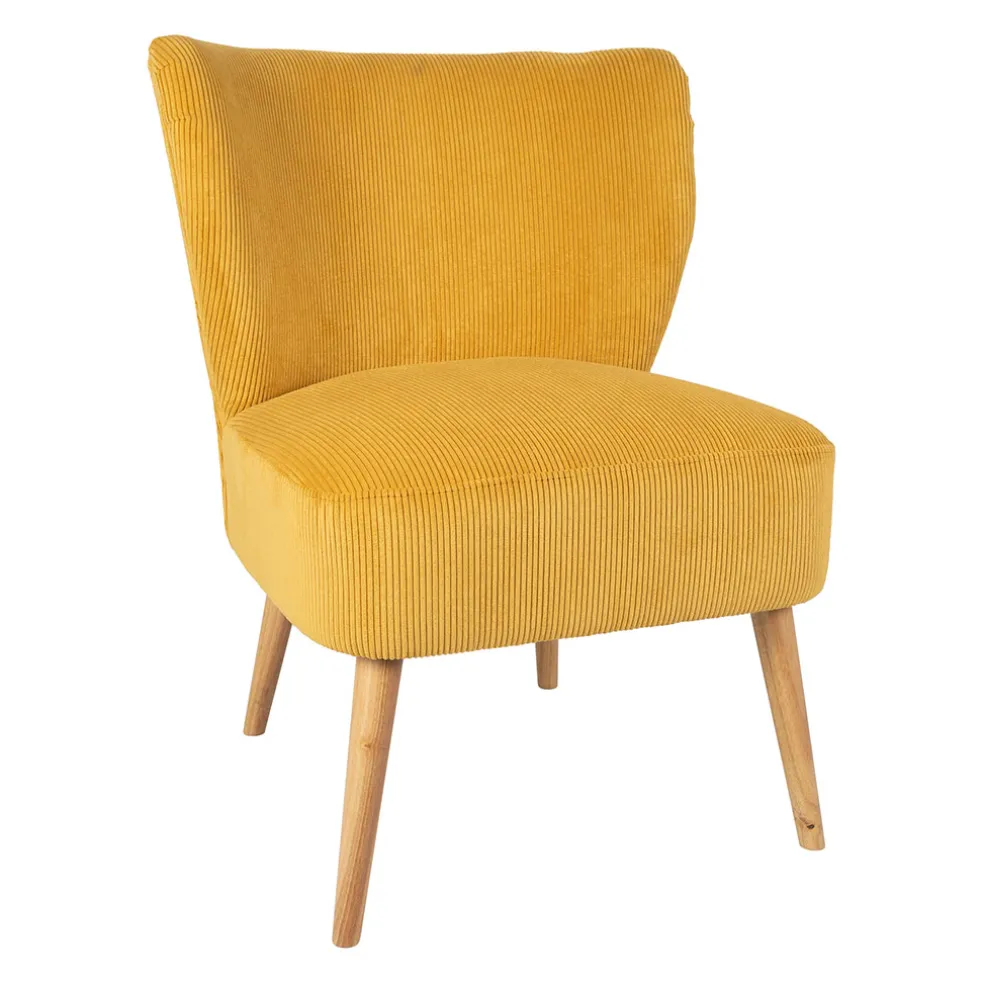 Fauteuil en velours côtelé moutarde - Eleonor