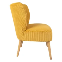 Fauteuil en velours côtelé moutarde - Eleonor