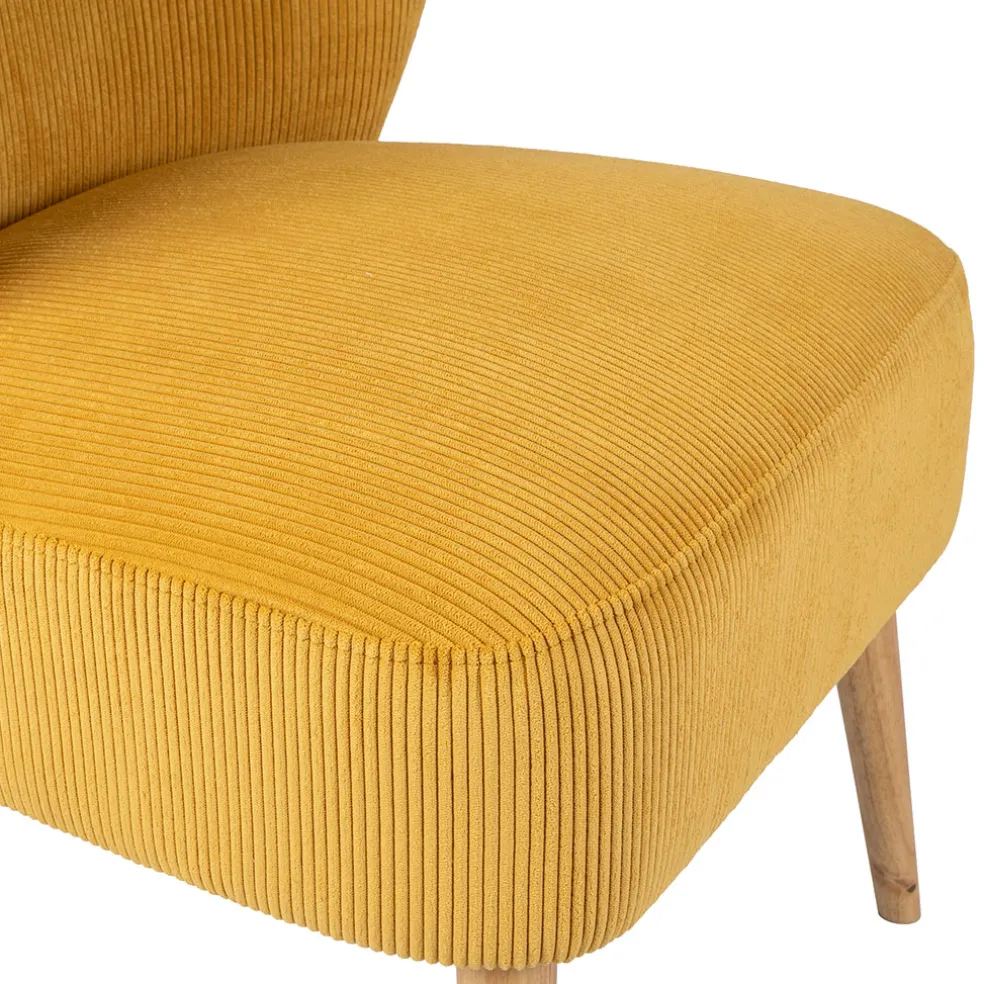 Fauteuil en velours côtelé moutarde - Eleonor