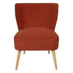 Fauteuil en velours côtelé terracotta - Eleonor
