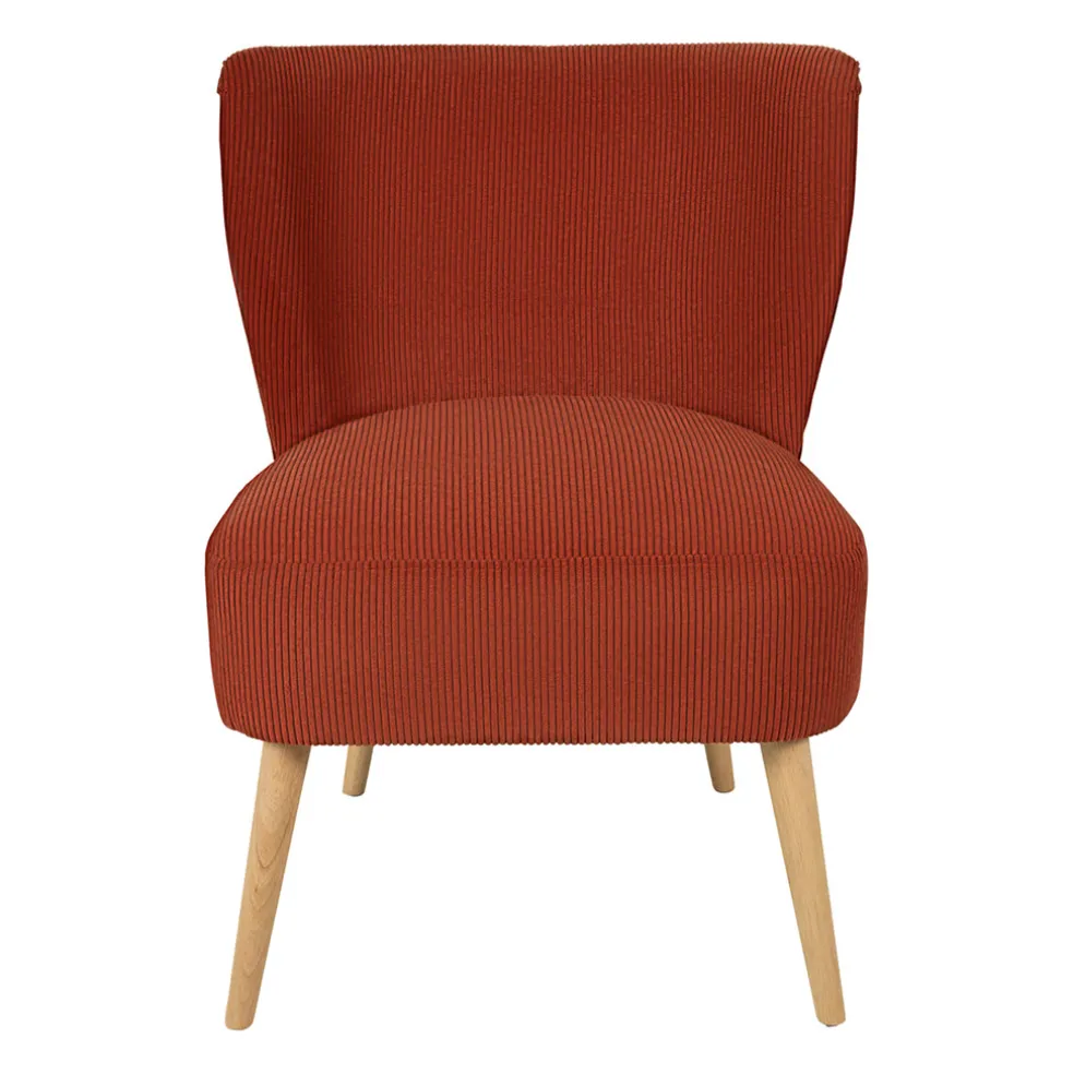 Fauteuil en velours côtelé terracotta - Eleonor
