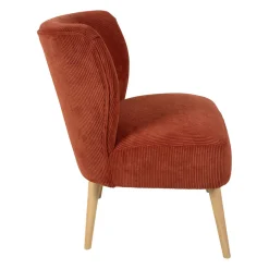 Fauteuil en velours côtelé terracotta - Eleonor