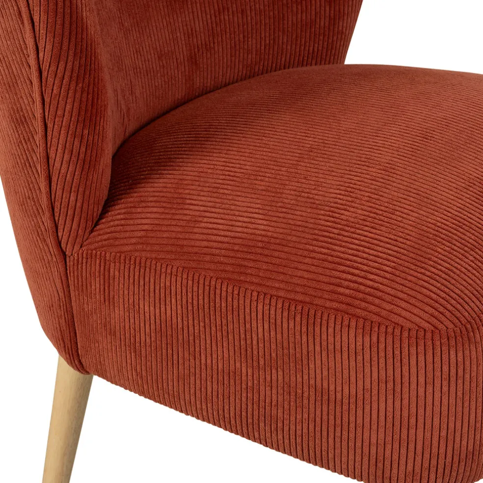 Fauteuil en velours côtelé terracotta - Eleonor