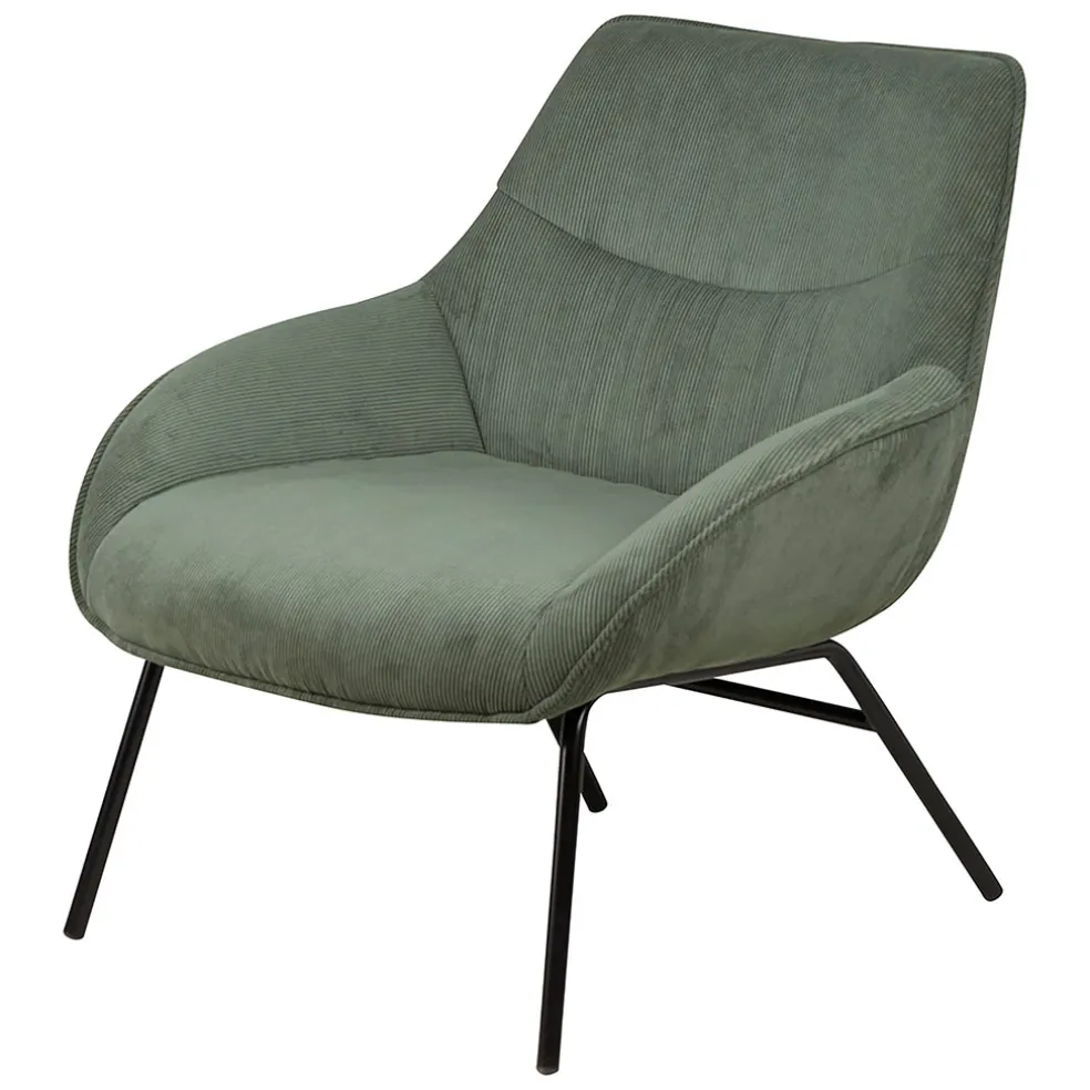 Fauteuil en velours côtelé vert sapin - martin