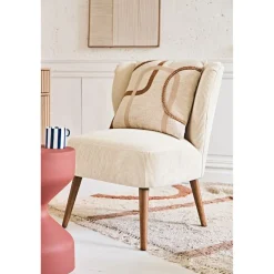 Fauteuil en velours côtelé écru - Eleonor