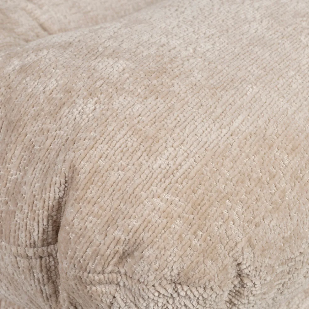 Fauteuil et repose pied en tissu beige et fer noir - Lery