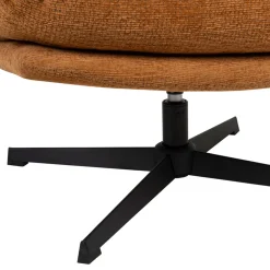 Fauteuil et repose pied en tissu brun et fer noir - Lery