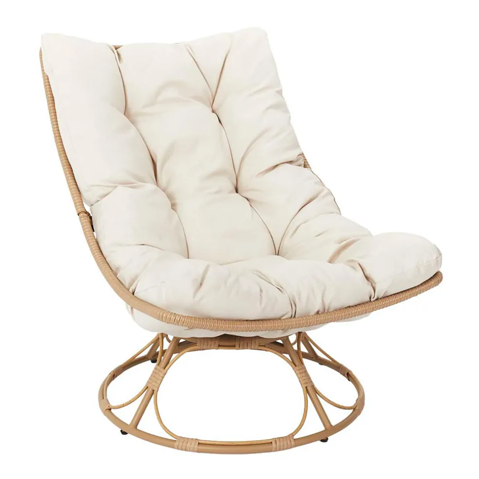 Fauteuil extérieur en métal beige - Petra