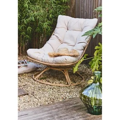 Fauteuil extérieur en métal beige - Petra