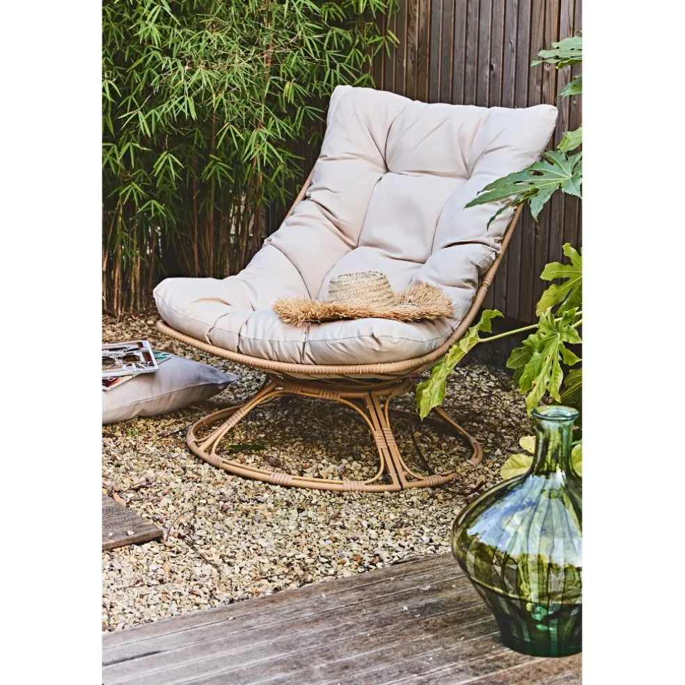 Fauteuil extérieur en métal beige - Petra