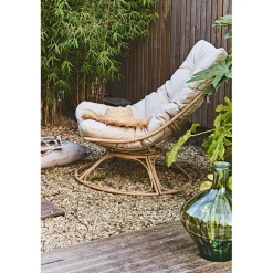 Fauteuil extérieur en métal beige - Petra