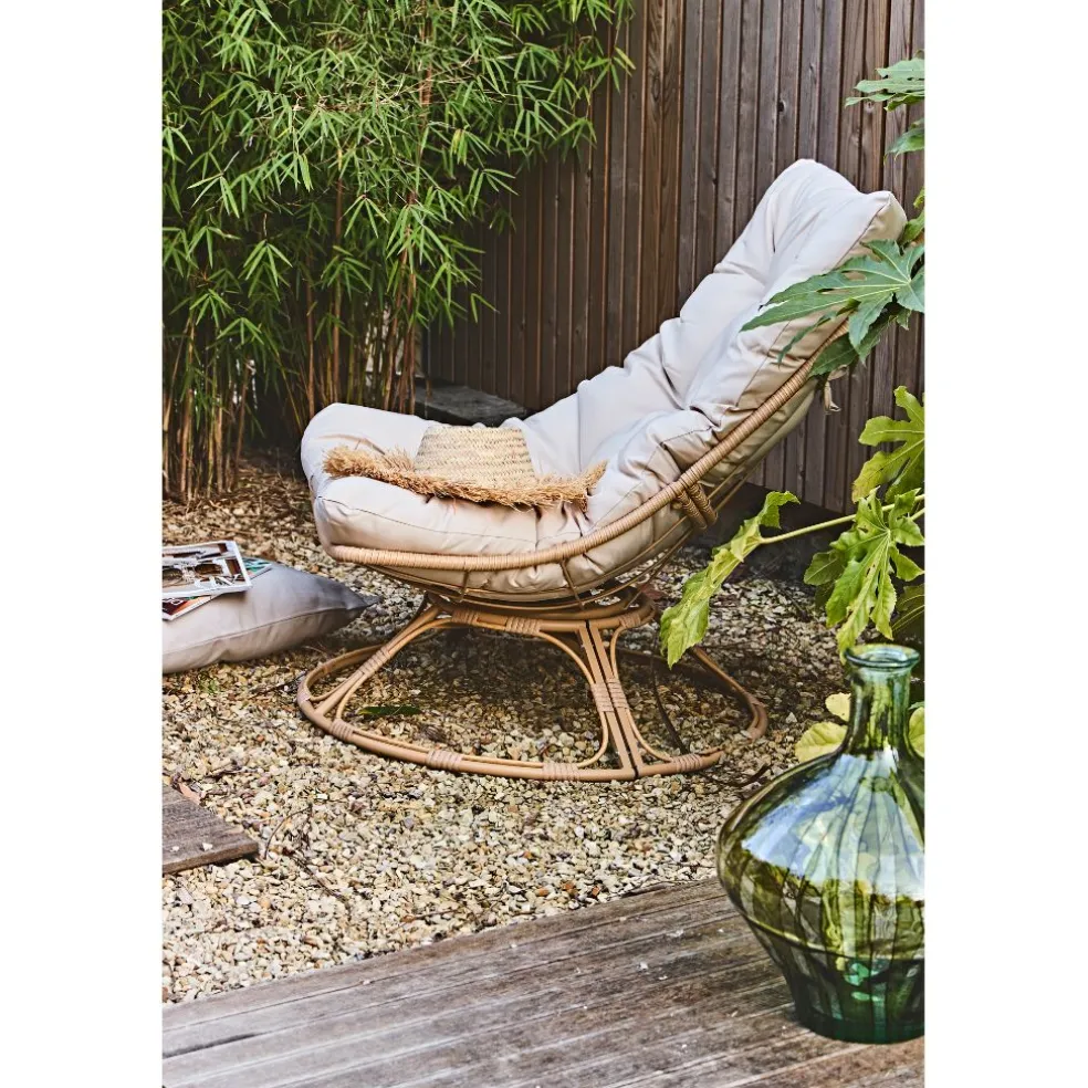 Fauteuil extérieur en métal beige - Petra