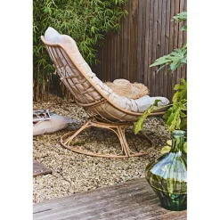 Fauteuil extérieur en métal beige - Petra