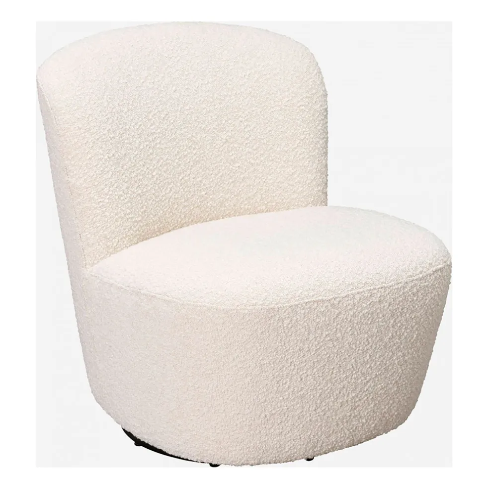 Fauteuil pivotant en bouclette blanc - Pauline