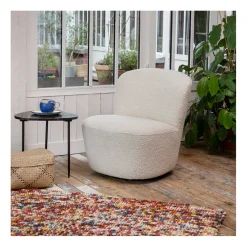 Fauteuil pivotant en bouclette blanc - Pauline