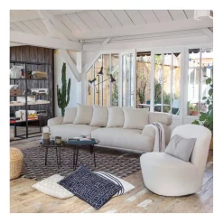 Fauteuil pivotant en bouclette blanc - Pauline