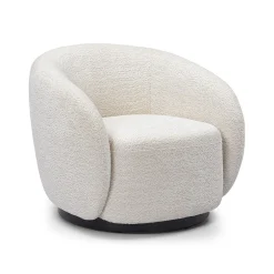 Fauteuil pivotant en tissu effet bouclette beige - Assa
