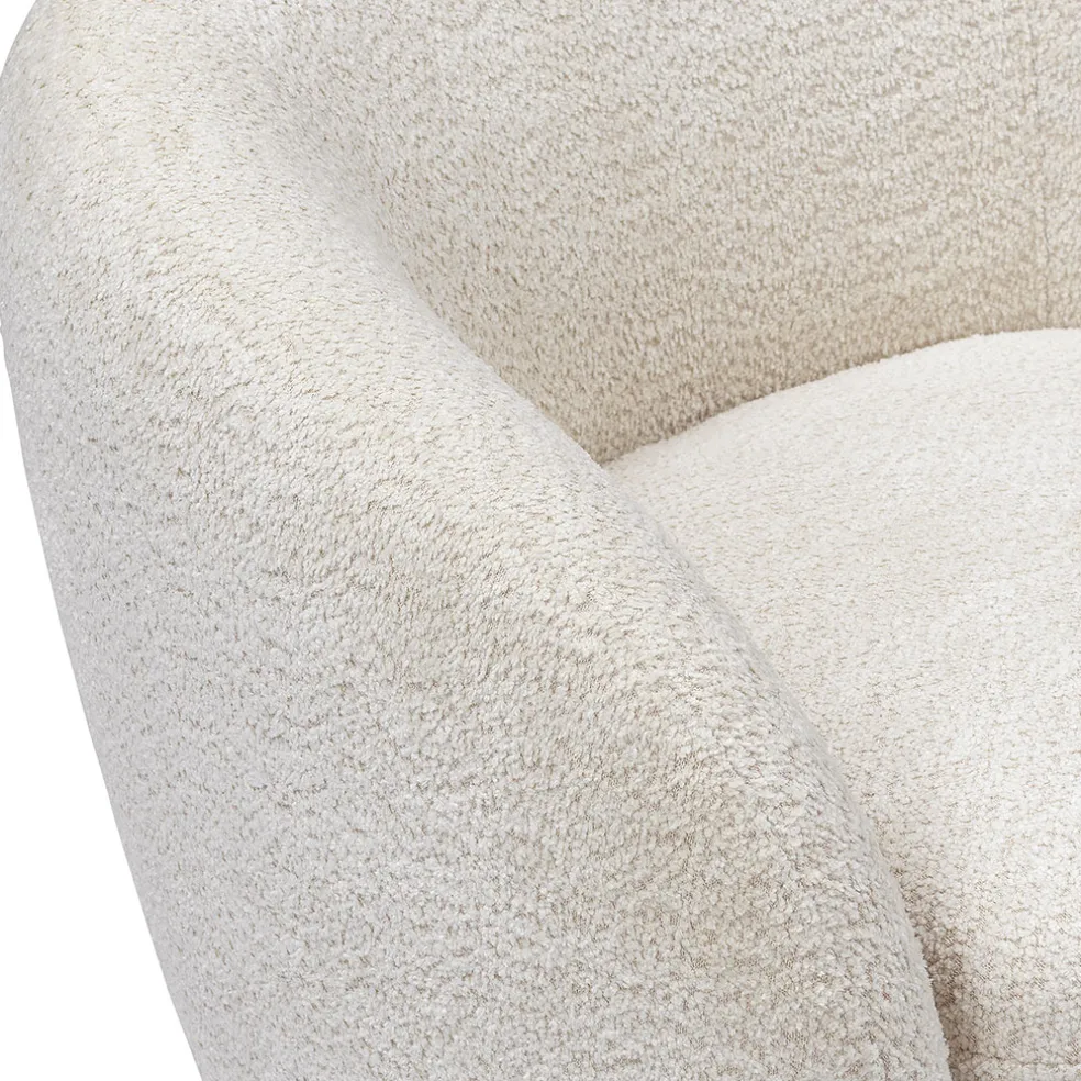 Fauteuil pivotant en tissu effet bouclette beige - Assa