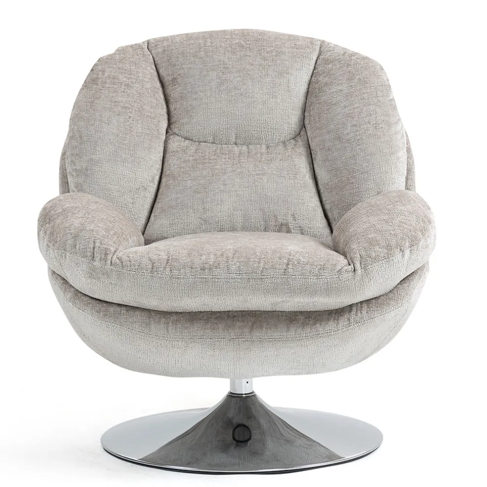 Fauteuil pivotant en velours taupe - Topi